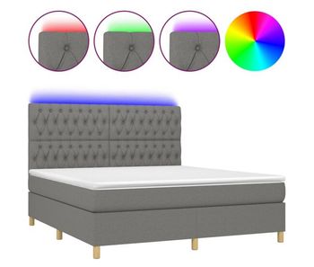 Cama box spring colchón y luces led tela gris oscuro 160x200 cm diseño de botones