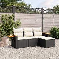 conjunto de sofas jardin 4 uds  mueble jardin mesa y sillas con cojines ratan sintetico negro cfw112250