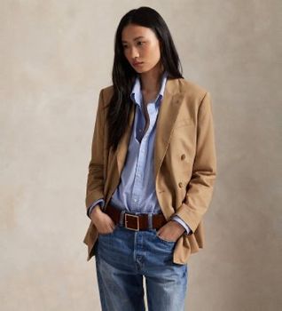 Polo Ralph Lauren para mujer. 211977096001 Americana cruzado de lana marrón (38), Casual