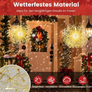 Bola De Luz Navideña, Paquete De 2 Bolas Led Para Colgar Luces Navideñas Para Exterior E Interior, Color Dorado