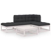 juego de muebles de jardin 5 piezas  mobiliario de jardin y cojines madera pino maciza