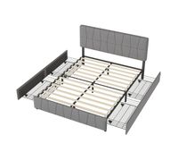 cama 160x200cm 4 cajones cama doble cama juvenil cama con canape terciopelo gris