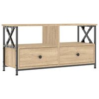 mueble tv hierro y madera contrachapada roble sonoma 90x33x45cm