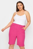 yours bermudas fucsia de algodon fresco elastico mujer curvy y tallas grandes yours