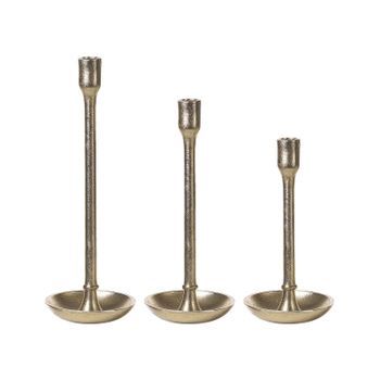Conjunto De 3 Candeleros De Metal Dorado Portavelas Centro De Mesa Glamour Liwung