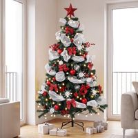 arbol de navidad de pvc metal homcom 180 cm - verde y rojo