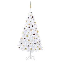 arbol de navidad preiluminado con luces y bolas blanco 240 cm vidaxl