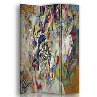 legendarte - biombo composicion vii - wassily kandinsky - separador de ambientes para interiores cm 110x150 3 paneles