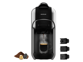 Cafetera de cápsulas - Cecotec FreeStyle Compact, 19 bar, 0.6 l, 1450 W, Plateado/Negro