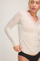 hunkemoller camiseta super suave con cuello en v de encaje y cashmere gris