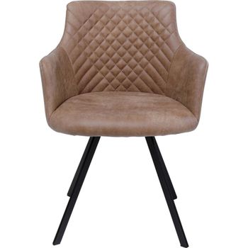 Silla giratoria aspecto cuero marrón y acero