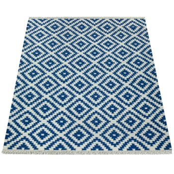 Alfombra de lana Kenolia azul 60x110 cm