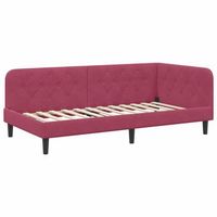 cama individual  cama para adulto  estructura de cama en esquina rojo vino 100 x 200 cm terciopelo