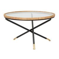 mesa de centro de hierro madera y cristal o 80x465 cm