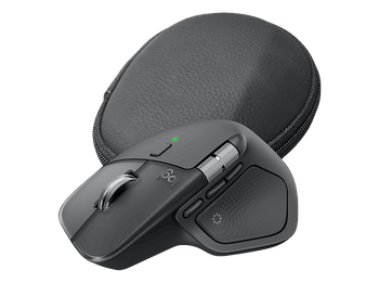 Ratón inalámbrico - Logitech MX Master 4 + Funda, Bluetooth, Botones personalizables, 8000ppp, PC-Mac, Multidispositivo, Carga rápida, Negro