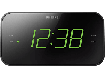 Radio despertador - Philips TAR3306/12, Sintonización digital FM, Alarma dual, Temporizador, Negro