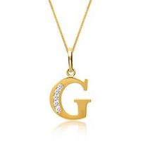 8 quilates cadena de oro letra g con circonita