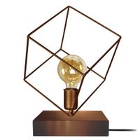 lampara de mesa cubo metal bronce
