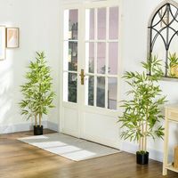 conjunto de 2 plantas artificiales peva metal homcom o15x120 cm verde