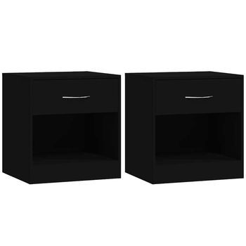 Mesitas De Noche 2 Unidades Con Cajón Negro Vidaxl