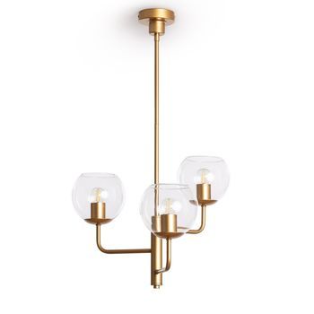 Lámpara Colgante Metal Y Cristal Tribubble Dorado