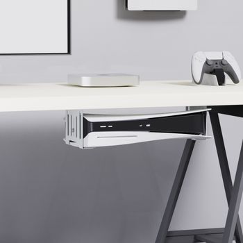 PS5 montado debajo del escritorio con tornillo selfdrive brackt hold PS5 delgado para versión digital o de disco