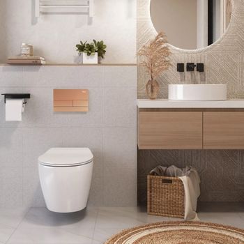 Estructura Anclaje Wc Rea T Brush Copper + Botón Para El Sistema De Instalación Previa Al Wc T