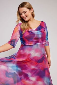 Yours London Vestido Midi Asimétrico De Colores, Mujer Curvy Y Tallas Grandes, Yours London