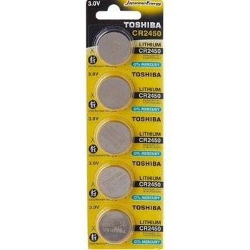 Pila de botón Toshiba CR2450 3V Litio Pack 5 unidades larga duración