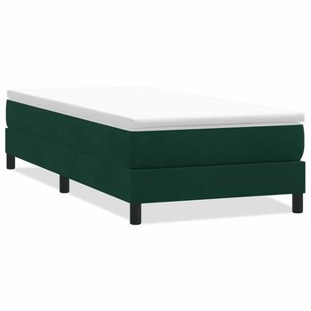 Cama Individual | Cama Para Adultos | Cama Box Spring Sin Colchón Terciopelo Verde Oscuro 80x210 Cm