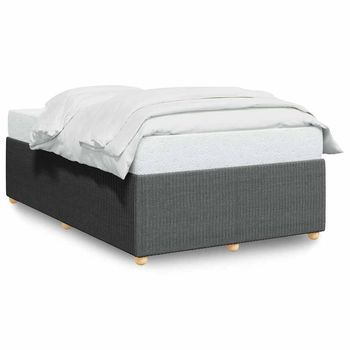 Estructura De Cama Tela Gris Oscuro 120x190 Cm
