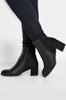 Botines Negros De Tacón Bajo En Diferentes Anchos