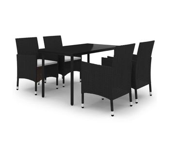 Set comedor de jardín 5 pzas y cojines ratán sintético y vidrio