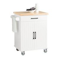 carrito auxiliar de cocina con 2 puertas 1 cajon 1 toallero y 4 ruedas carro de servir multiusos armario de cocina 745x 455 x 91 cm blanco fkw119-wn sobuy es