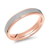 anillo de acero inoxidable parcialmente chapado en oro rosado de 4 mm de ancho
