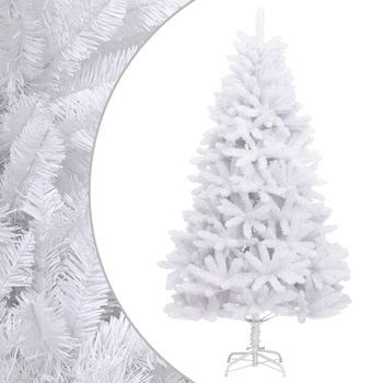 Árbol De Navidad Artificial Con Bisagras Y Soporte Blanco 210cm Vidaxl