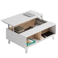 mesa de centro elevable kira color robleblanco 100 cm ancho 68 cm profundo 3848 cm altura