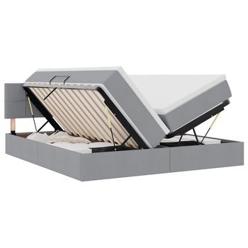 Cama Con Almacenamiento Gris Claro 180 X 200 Cm Cuero Sintético Vidaxl