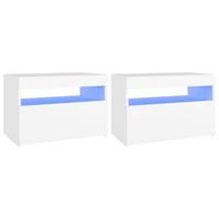 mesita de noche luces led 2 uds contrachapada blanco 60x35x40cm vidaxl