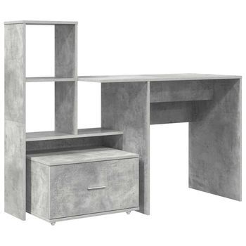 Escritorio | Mesa De Trabajo Con Cajón Gris Concreto 131,5 X 50 X 106,5 Cm