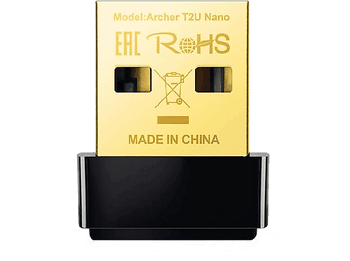 Adaptador Wi-Fi USB - TP-Link Archer T2U Nano, Velocidad transferencia 633 Mbps, 2.0, Doble Banda, 5 GHz, Negro