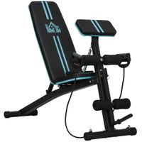 homcom banco de musculacion plegable con respaldo regulable extension de pierna cojin de predicador banda 160x54x106 cm negro