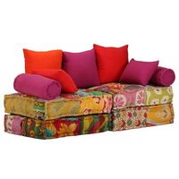 cojines de suelo pufs sillon modular de tela de 2 plazas en tela patchwork dec021229