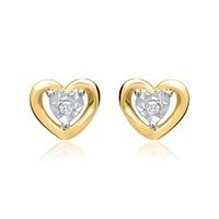 14 quilates pendientes corazon oro amarillo 2 diamantes