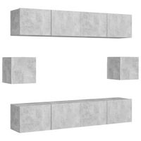juego de 6 uds muebles tv  mueble de salon  armario tv gris hormigon
