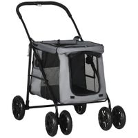pawhut carrito plegable para mascotas perros gatos cojin incluido ruedas con freno tela 600d oxford 102 x 62 x 105 cm gris