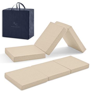 Colchón Invitados Plegable 75x195x10 Espuma Hd. Colchon Plegable Muy  Versátil Transpirable Funda Lavable Y Bolsa De Transporte. Altura 10 Cm Color Beige