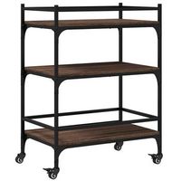 carrito de cocinarestanteria de cocina carrito de servir madera ingenieria marron roble 65x40x865 cm