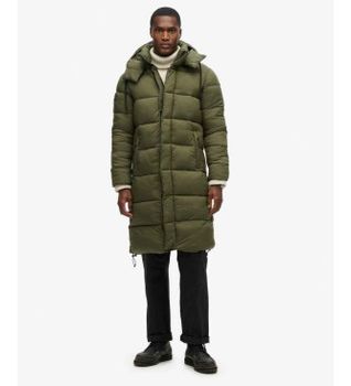 Superdry para hombre. M5011759A Abrigo acolchado Ripstop verde (S), Casual, Poliéster, Sostenible