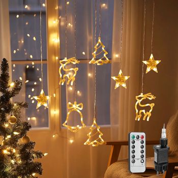 Aigostar 3×0.6m 120 LED Cortina de Luces Navidad con Control Remoto, 8 Modos Luces de Cadena de Cortina Brillo Ajustable, IP44 Impermeable Guirnaldas Luces para Habitacion, Exterior (Blanco Cálido)